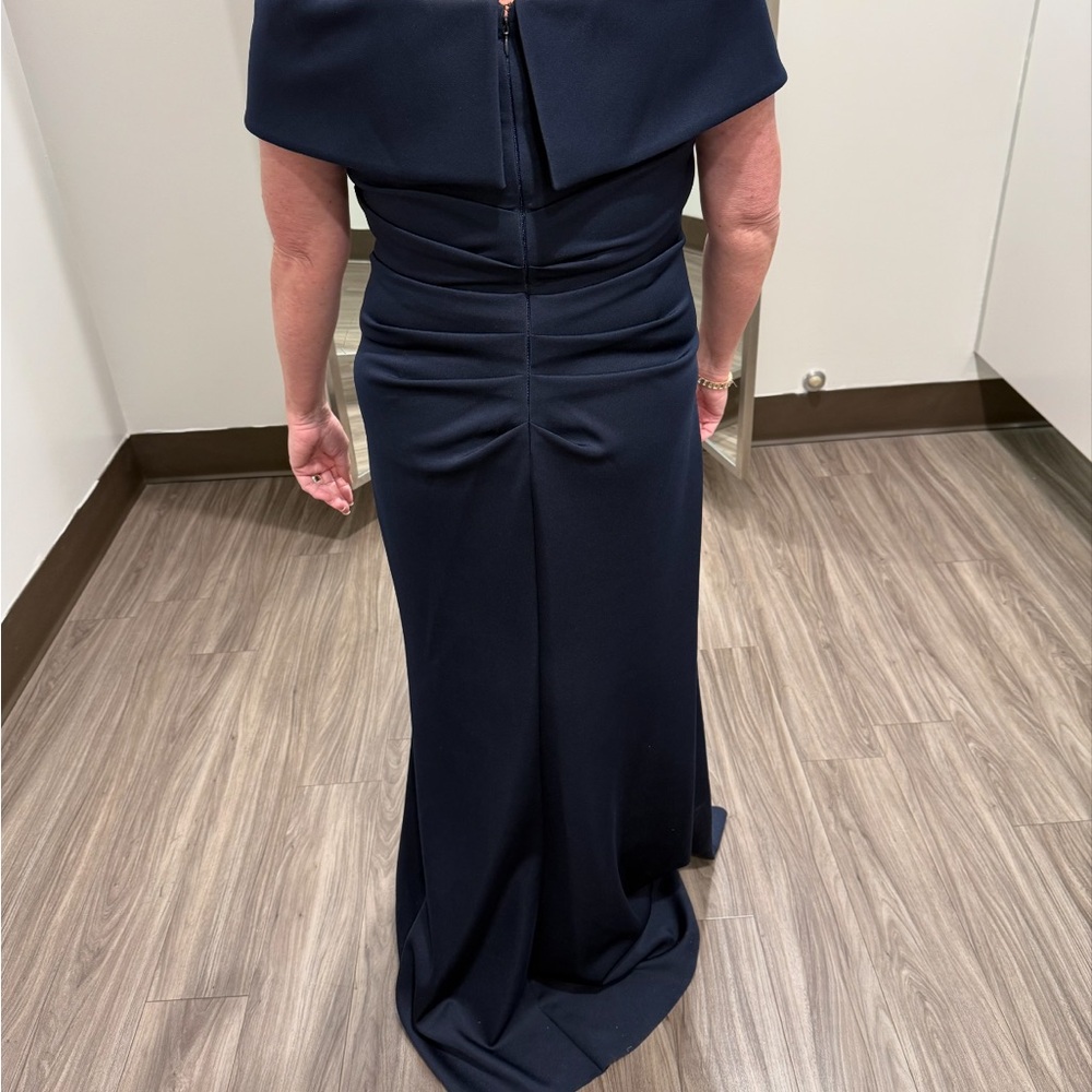 Xscape Navy Blue Off-Shoulder Gown for Weddings/Formal Events - Picture 7 of 8